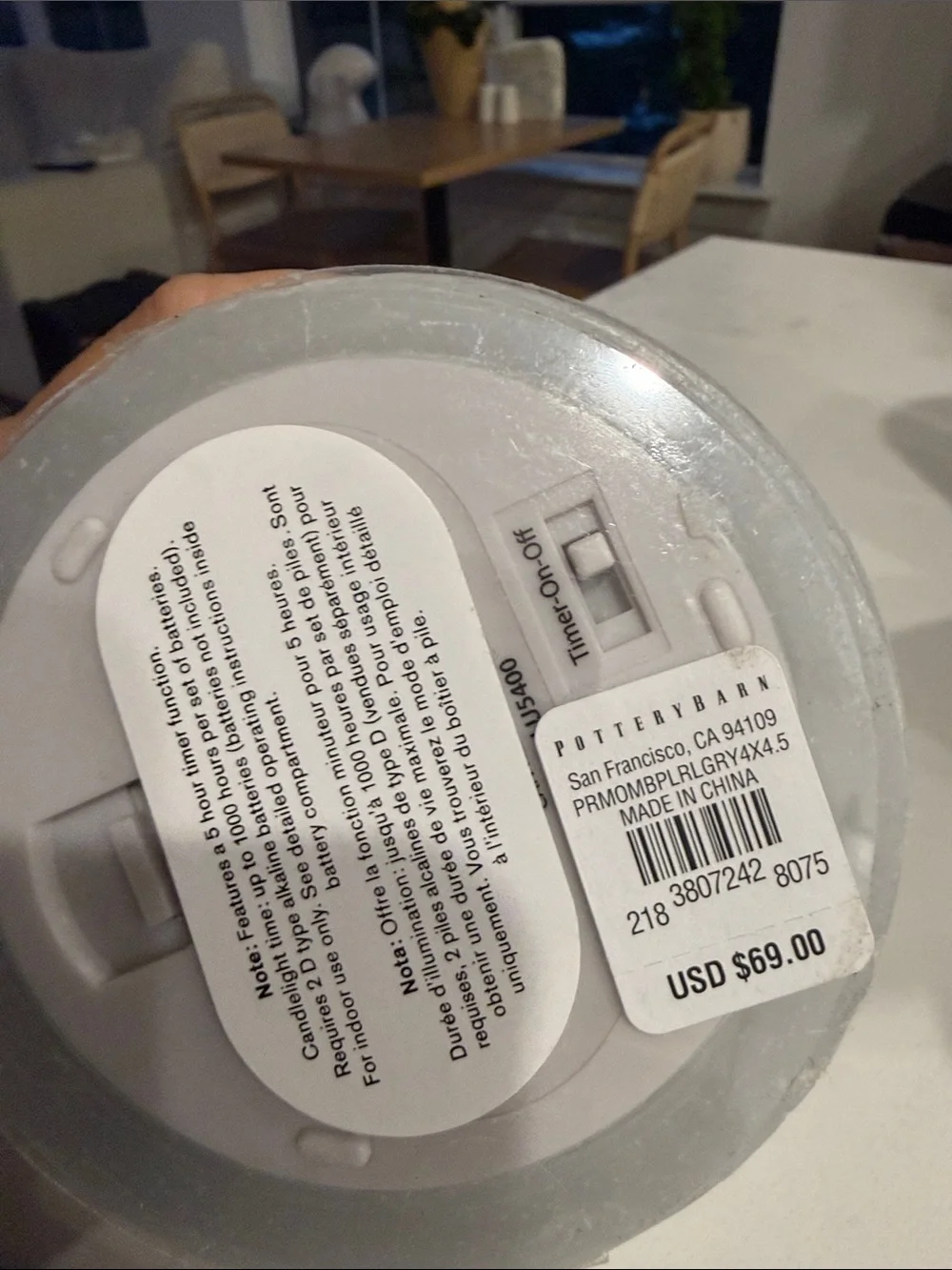 NWT set of 3 Pottery Barn Flameless Pillar Candles Light Gray